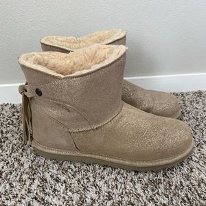 Gold Sparkle BearPaw Ankle Boots